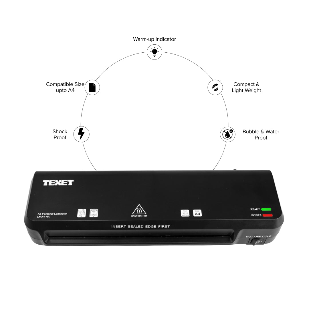 Texet LMA4-NX A4 Hot Laminator - Portable & Quick Heat