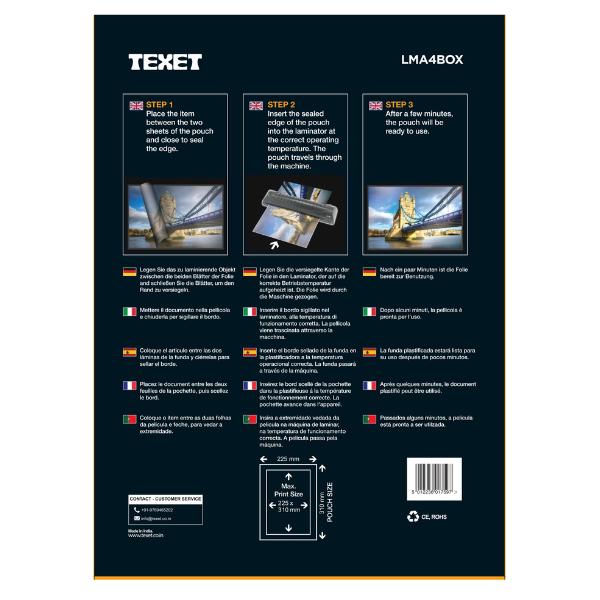 Texet A4 Laminating Pouches 125 Microns TEXET