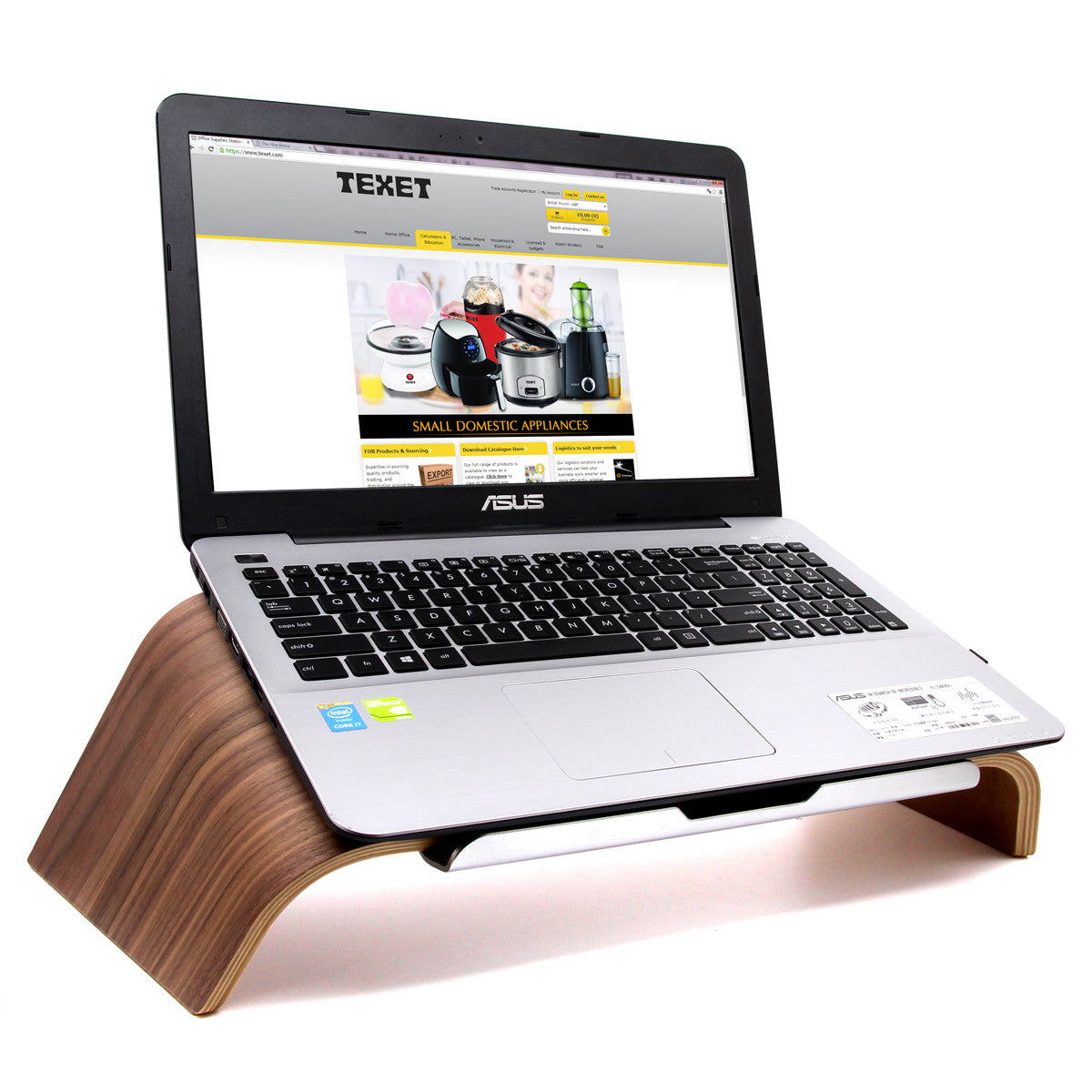 TEXET LPST-001W Wooden Tilt Laptop Stand (Black Walnut) - TEXET