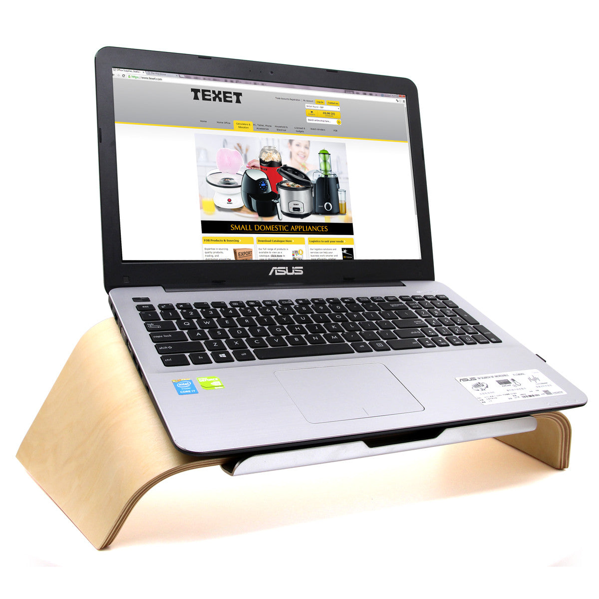 TEXET LPST-001B Wooden Tilt Laptop Stand (White Birch) - TEXET