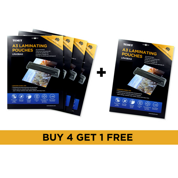 TEXET A3 High Quality laminating pouches Pack of 125 pouches