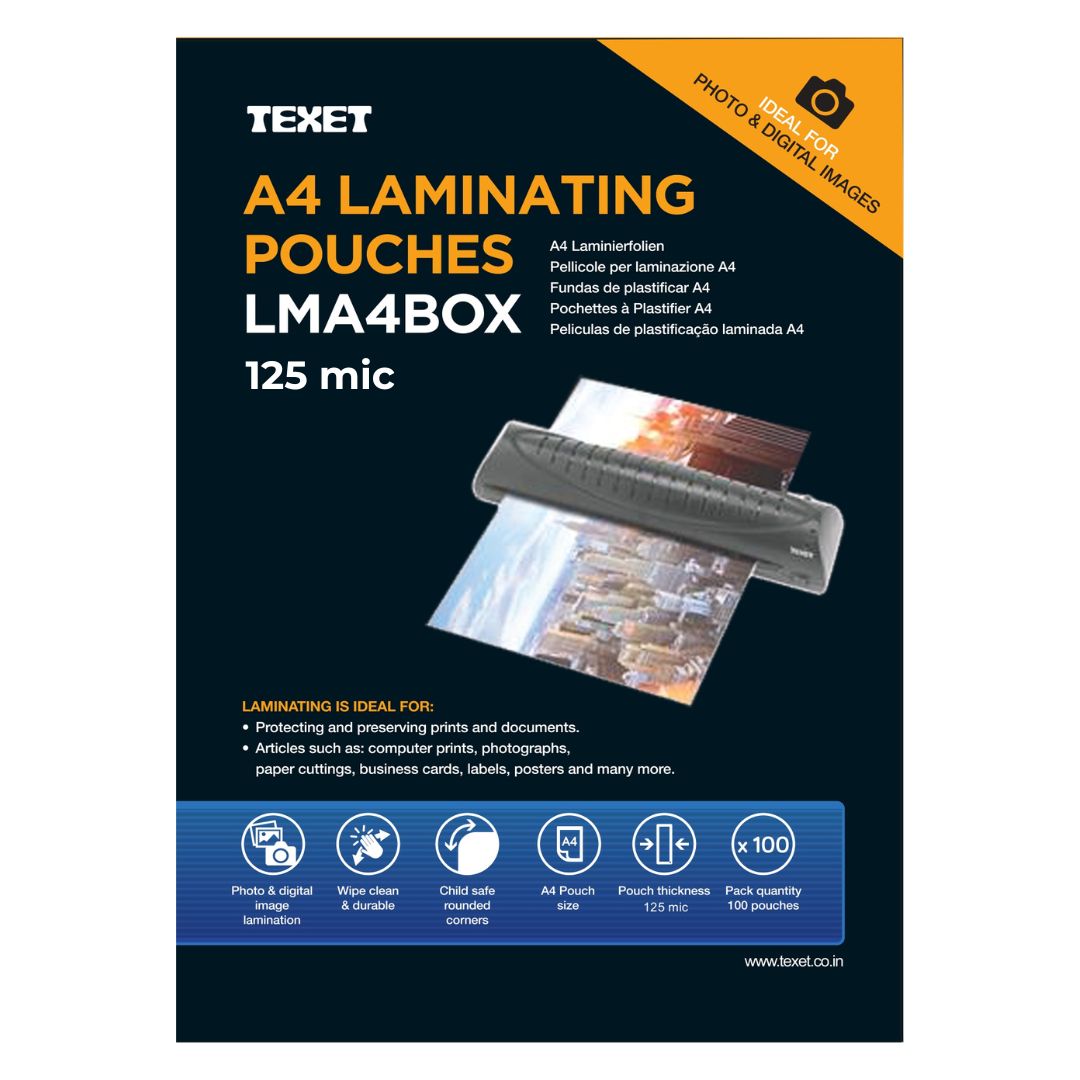 Texet A4 Laminating Pouches 125 Microns
