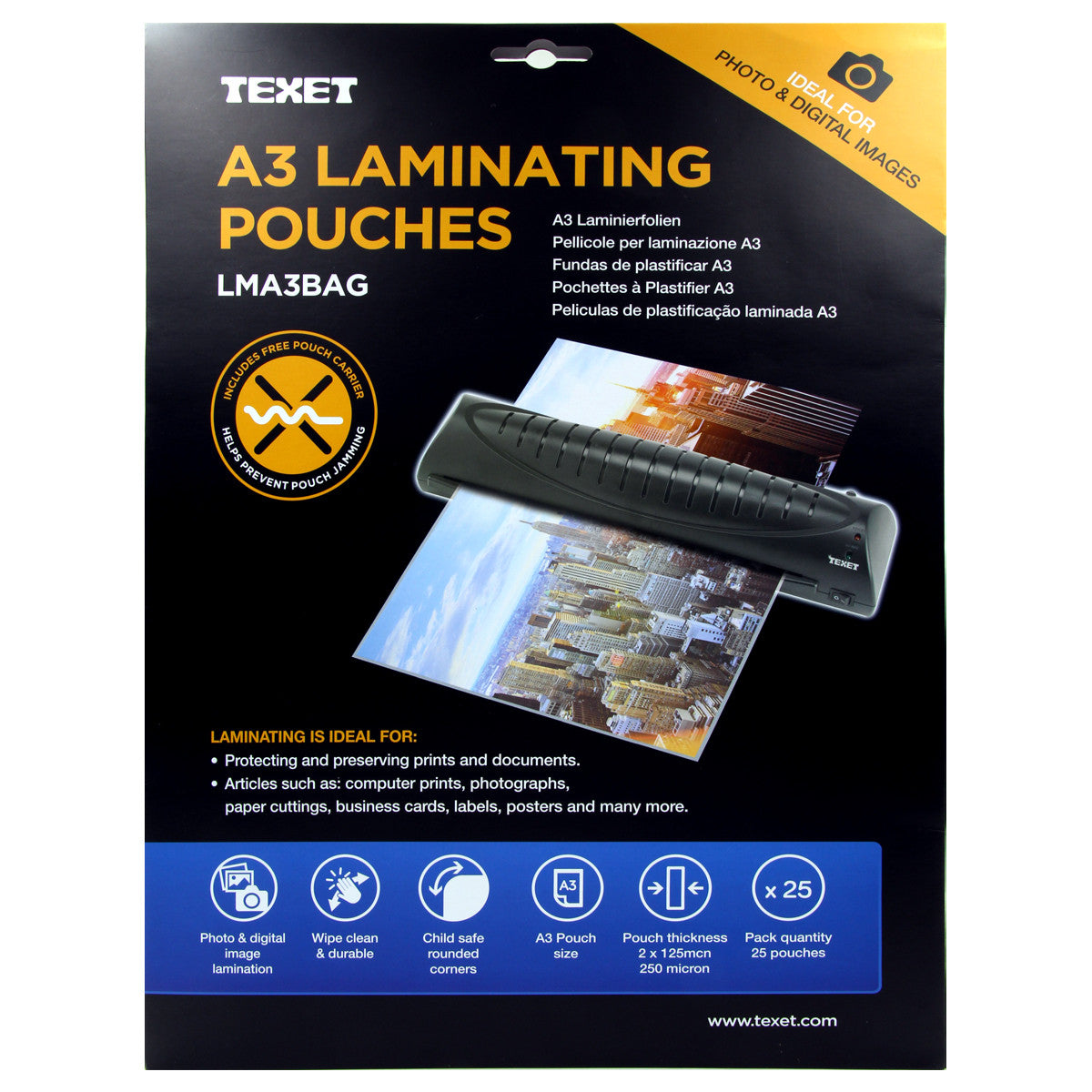 TEXET A3 High Quality laminating pouches - Pack of 25 Pouches